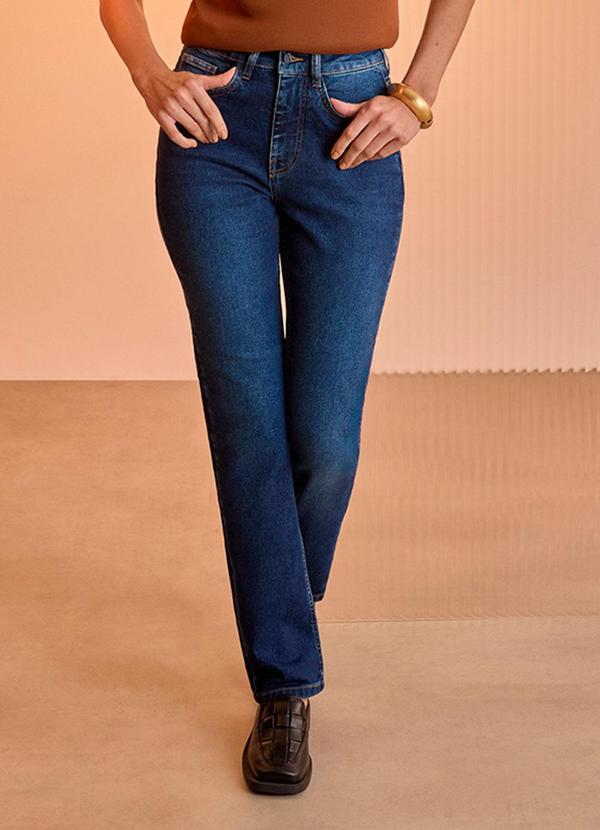 Lunender - Calça Jeans Slim com Cintura Alta Azul
