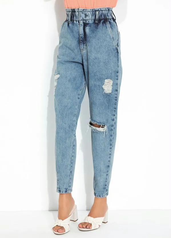 Sawary Jeans - Calça Jeans Slouchy com Elástico Sawary