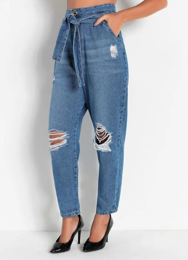 Sawary Jeans - Calça Jeans Slouchy com Rasgos Sawary