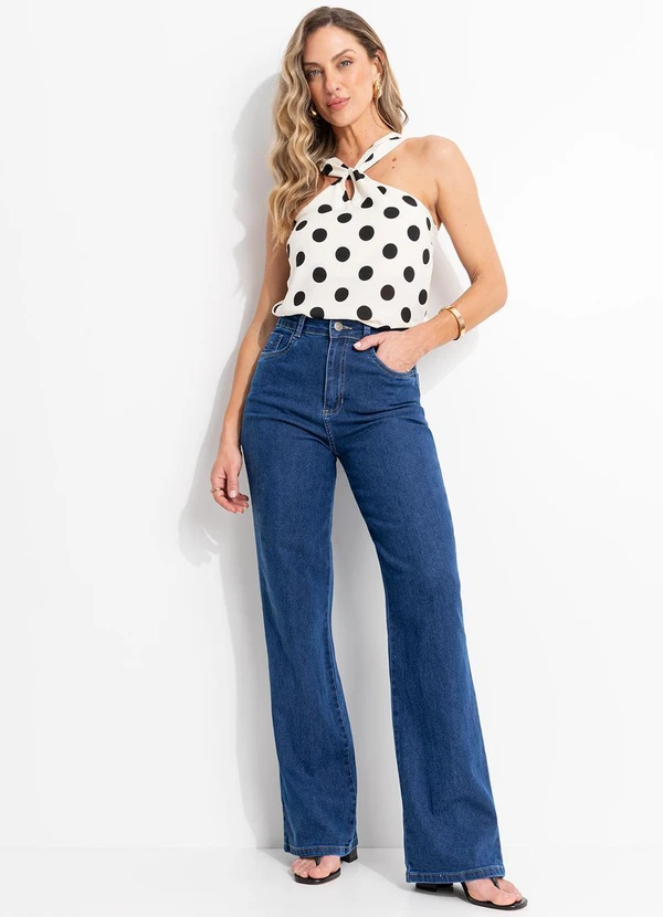 Sawary Jeans - Calça Jeans Wide Leg Azul 5