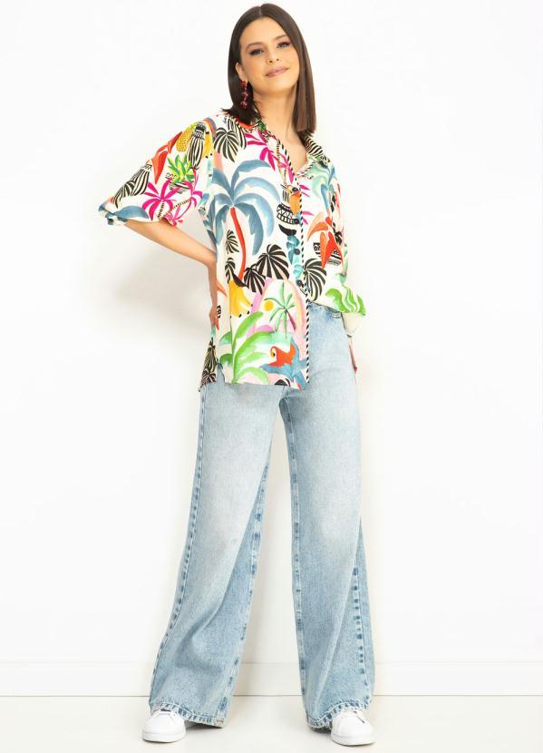 Farm - Calça Jeans Wide Leg Azul 10