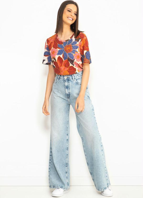 Farm - Calça Jeans Wide Leg Azul 3