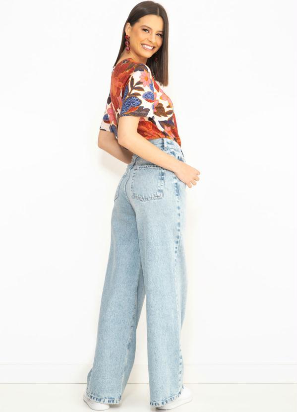 Farm - Calça Jeans Wide Leg Azul 4
