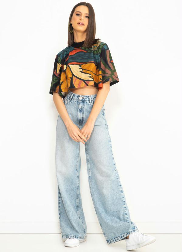 Farm - Calça Jeans Wide Leg Azul 7
