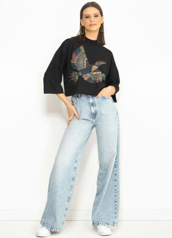 Farm - Calça Jeans Wide Leg Azul 8