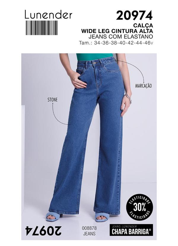 Lunender - Calça Jeans Wide Leg Chapa Barriga Azul 6