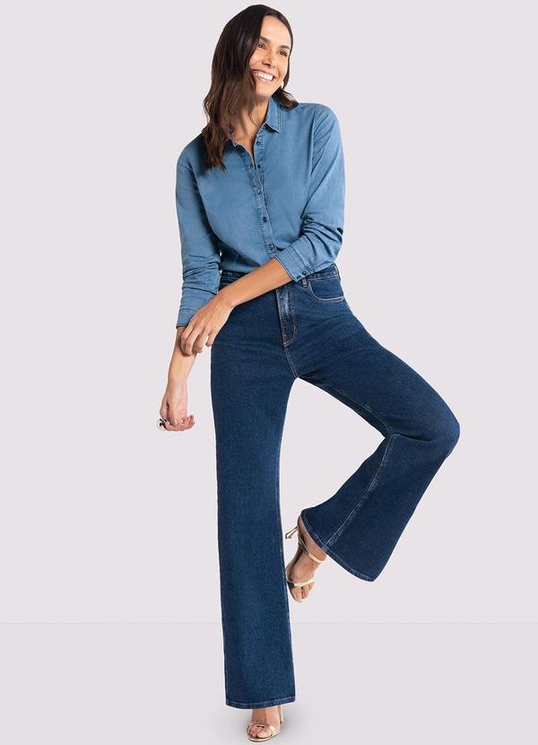 Lunender - Calça Jeans Wide Leg Chapa Barriga Cintura Alta Jeans 6