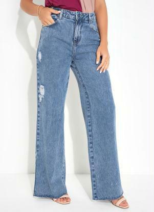 Cala (Jeans) Wide Leg com Barra a Fio Sawary