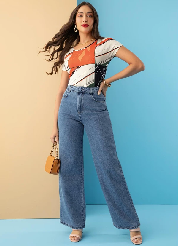 Sawary Jeans - Calça Jeans Wide Leg com Bolsos Sawary 3