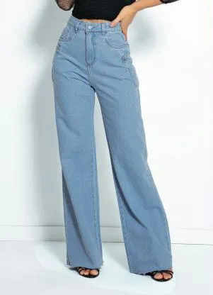 Wide Leg CalÃ§a Larga Com Bolso Lateral Sawary Jeans Calça Jeans