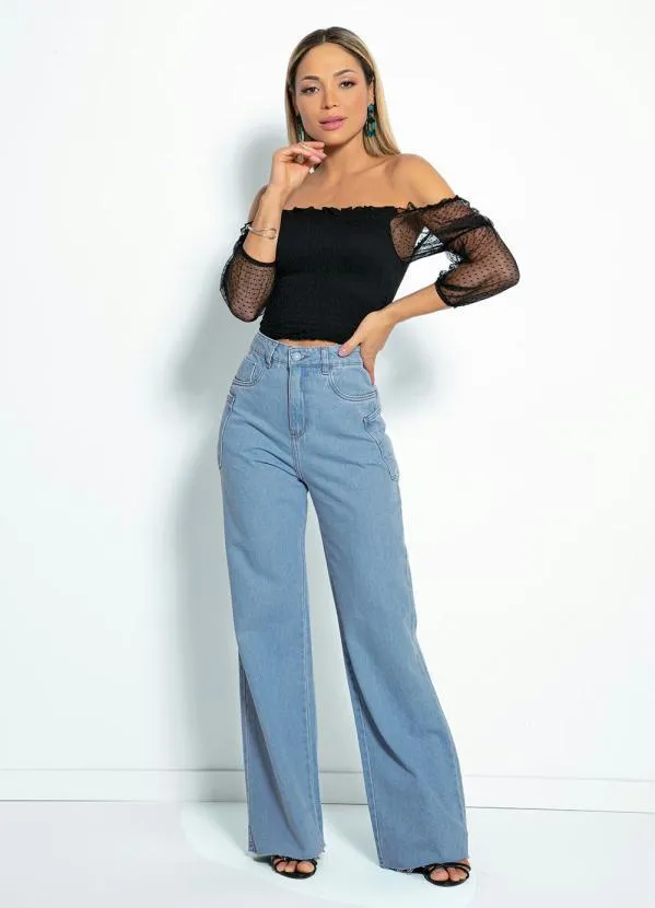 Sawary Jeans - Calça Jeans Wide Leg com Bolsos Sawary 3