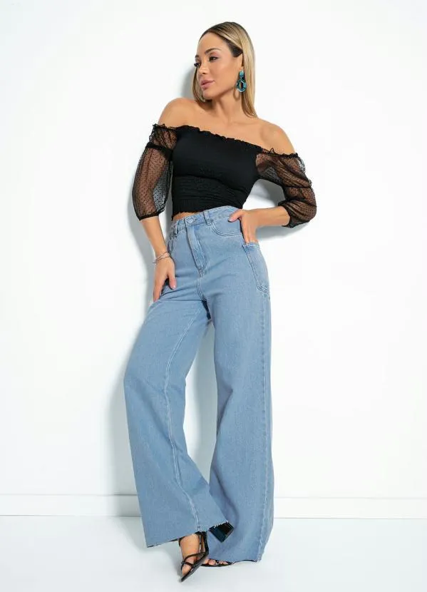 Sawary Jeans - Calça Jeans Wide Leg com Bolsos Sawary 4