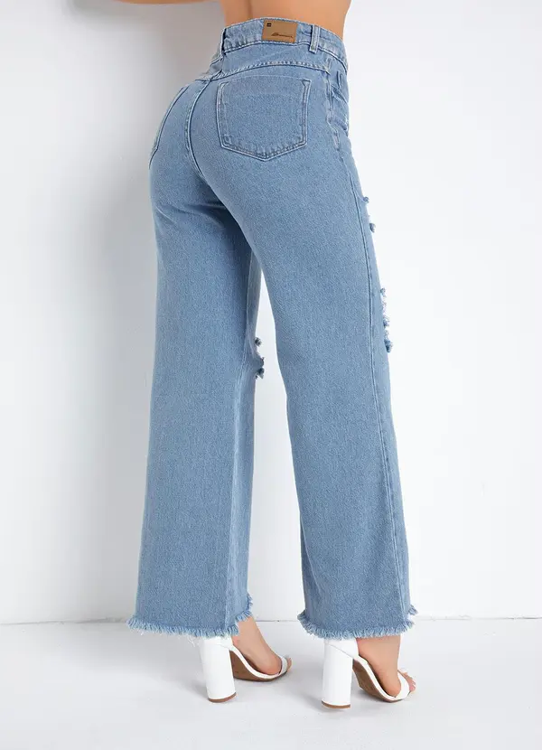 Sawary Jeans - Calça Jeans Wide Leg com Destroyed Sawary 3