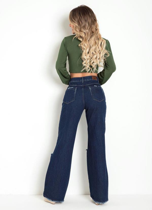 Outlet - Calça Jeans Wide Leg com Destroyed Sawary 5