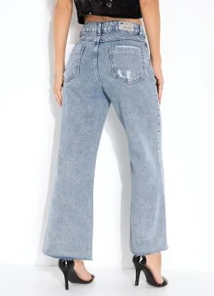 Sawary Jeans - Calça Jeans Wide Leg com Efeito Destroyed Sawary - SAWARY JEANS