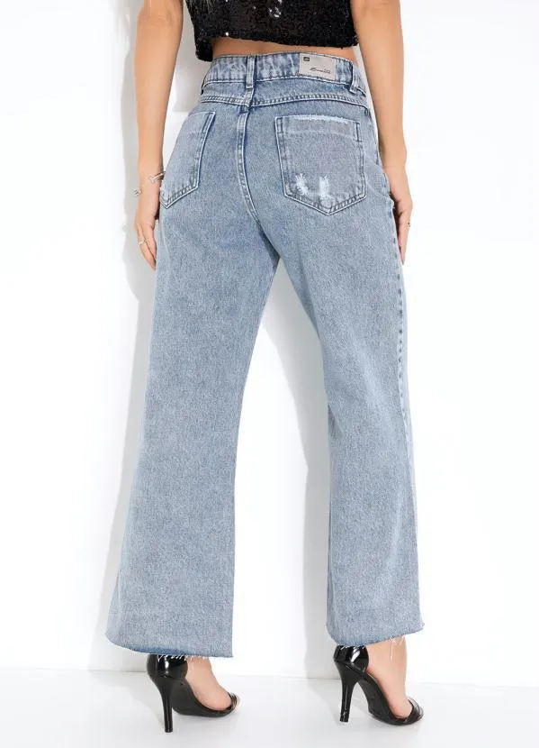 Sawary Jeans - Calça Jeans Wide Leg com Efeito Destroyed Sawary 2