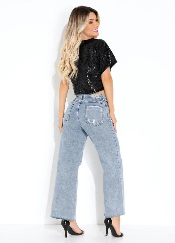 Sawary Jeans - Calça Jeans Wide Leg com Efeito Destroyed Sawary 4