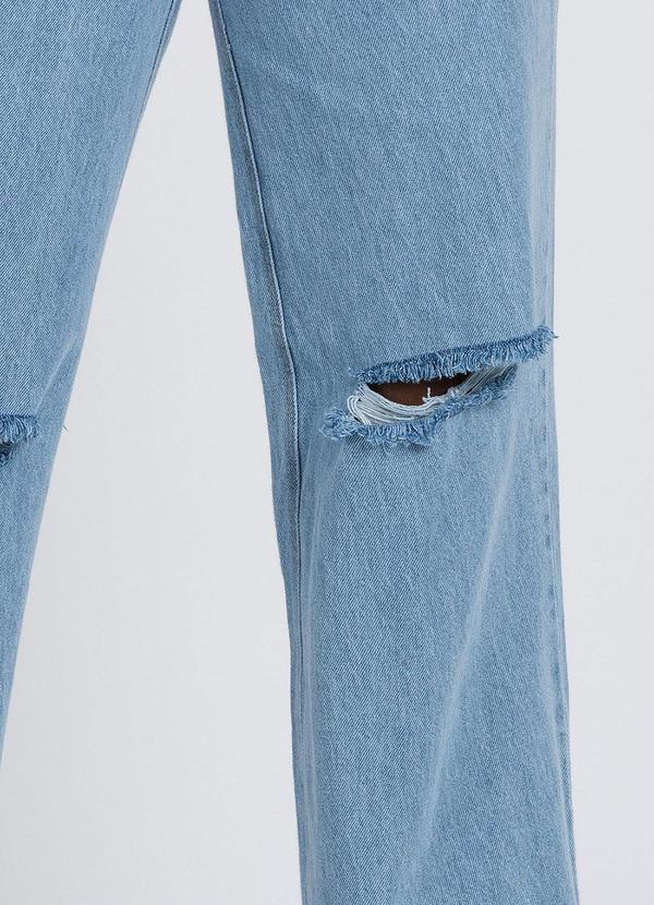 Meu Jeans - Calça Jeans Wide Leg Desfiada Marmorizada Azul 6