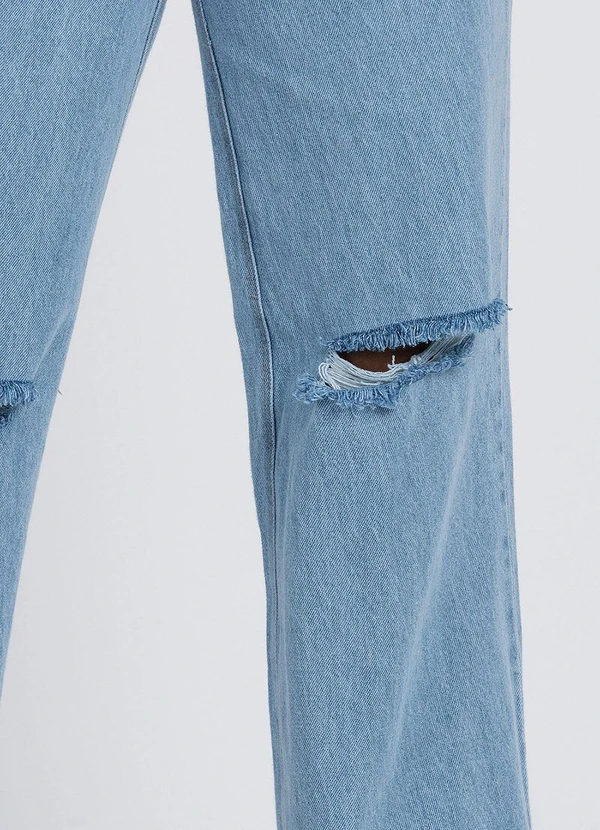 Meu Jeans - Calça Jeans Wide Leg Desfiada Marmorizada Azul 6