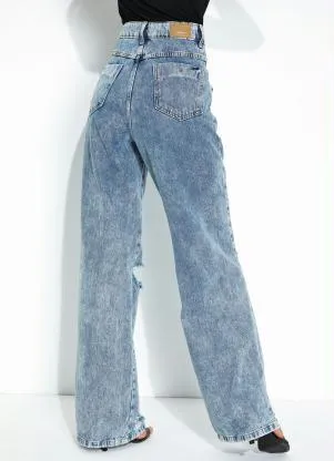 Sawary Jeans - Calça Jeans Wide Leg Destroyed Sawary - SAWARY JEANS