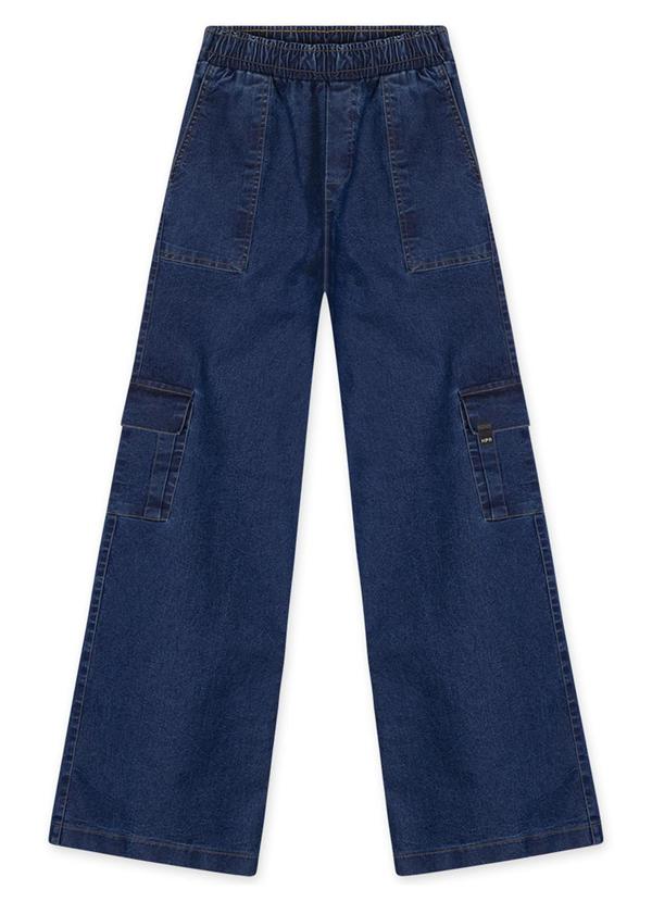 Hapier - Calça Jeans Wide Leg Juvenil Feminina  Azul