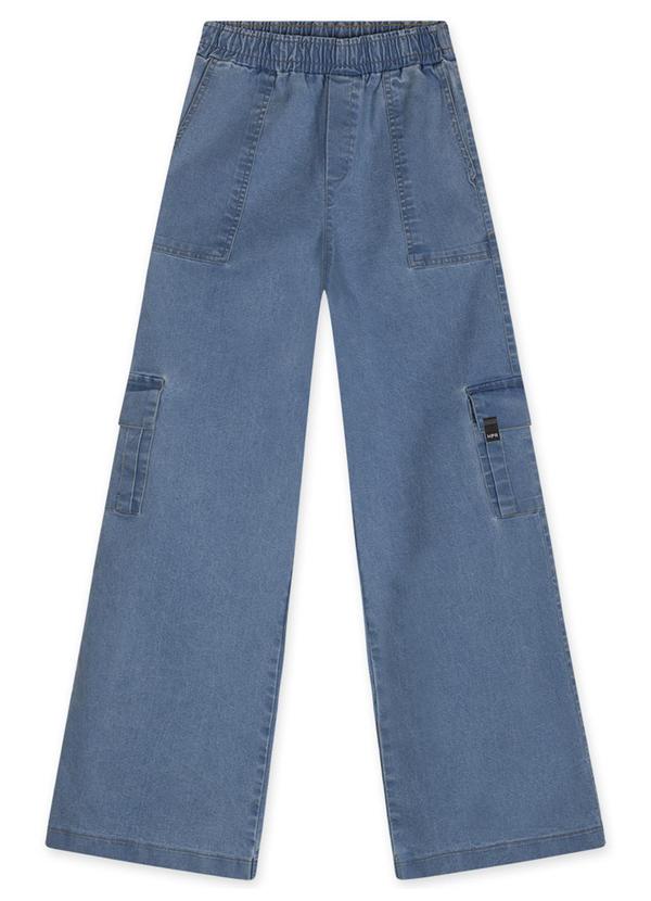 Hapier - Calça Jeans Wide Leg Juvenil Feminina  Azul