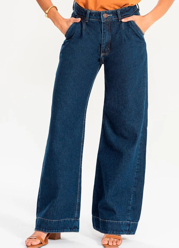 Meu Jeans - Calça Jeans Wide Leg Lara Jeans EscuroAzul