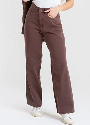 Meu Jeans - Calça Jeans Wide Leg Malu Color Marrom - MEU JEANS