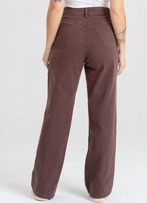 Meu Jeans - Calça Jeans Wide Leg Malu Color Marrom - MEU JEANS