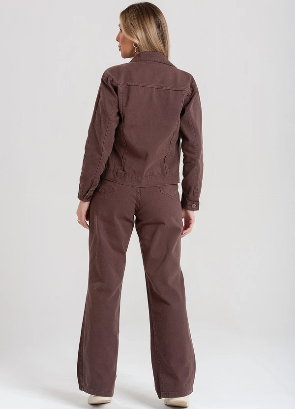 Meu Jeans - Calça Jeans Wide Leg Malu Color Marrom 4