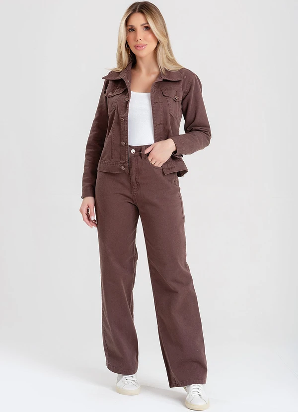 Meu Jeans - Calça Jeans Wide Leg Malu Color Marrom 5