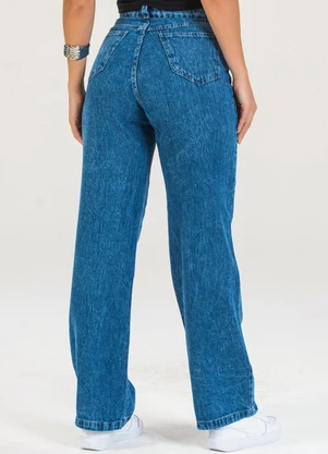 Meu Jeans - Calça Jeans Wide Leg Marmorizada Azul - MEU JEANS