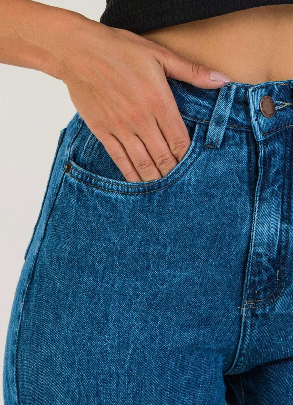 Meu Jeans - Calça Jeans Wide Leg Marmorizada Azul 4