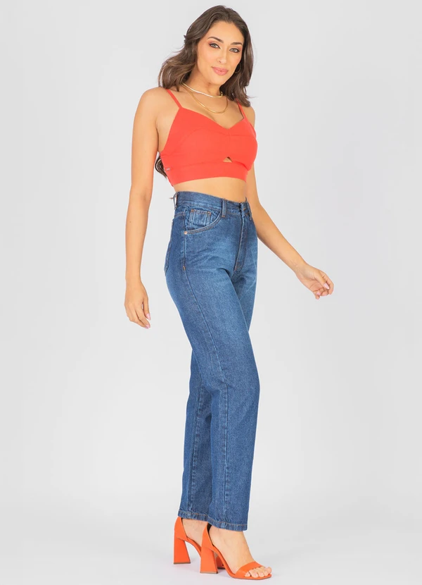 Meu Jeans - Calça Jeans Wide Leg Mavi Marmorizada Azul 3