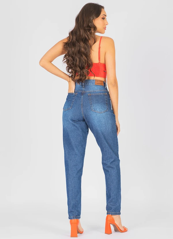 Meu Jeans - Calça Jeans Wide Leg Mavi Marmorizada Azul 4