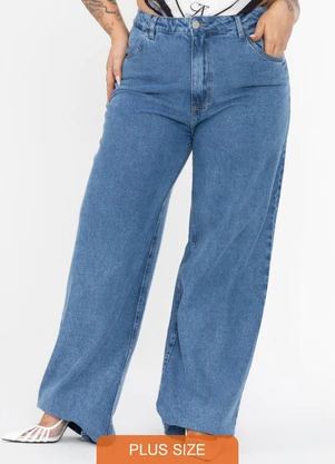 Queima Estoque - Calça Jeans Wide Leg Plus Size Azul - QUEIMA ESTOQUE