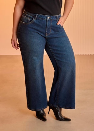 Lunender Mais Mulher - Calça Jeans Wide Leg Plus Size Azul - LUNENDER MAIS MULHER