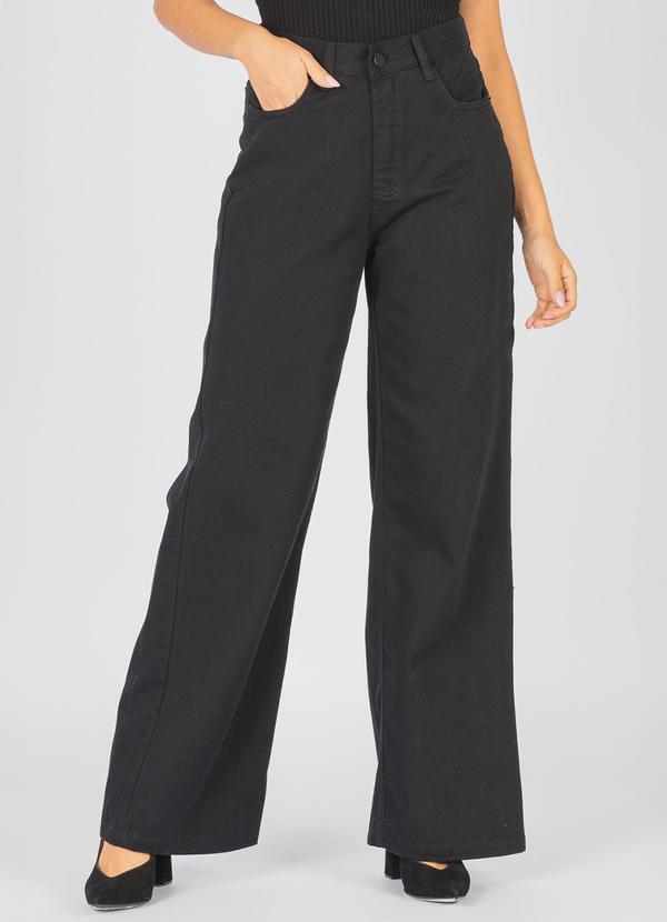 Meu Jeans - Calça Jeans Wide Leg Preto