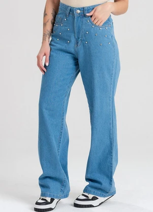 Meu Jeans - Calça Jeans Wide Leg Ravena Cintura Média Jeans Claro - MEU JEANS