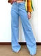 Meu Jeans - Calça Jeans Wide Leg Reta Marmorizada Azul - variação: Azul