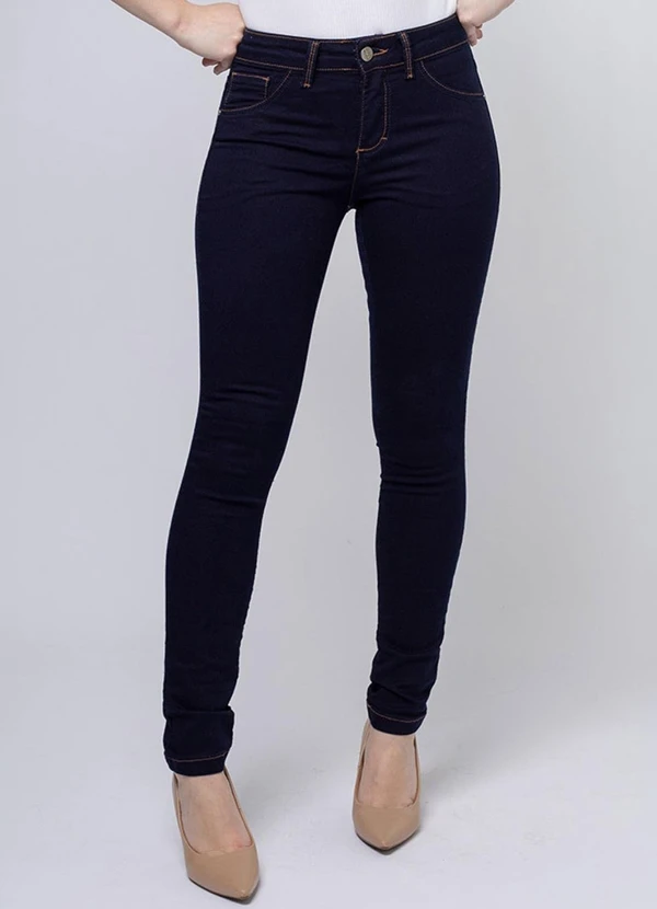 Meu Jeans - Calça Jeans Wide Leg Reta Merle Azul