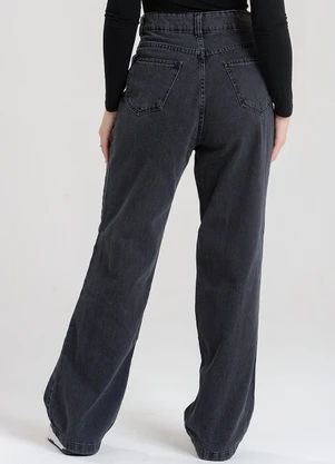 Meu Jeans - Calça Jeans Wide Leg Stone Preto - MEU JEANS