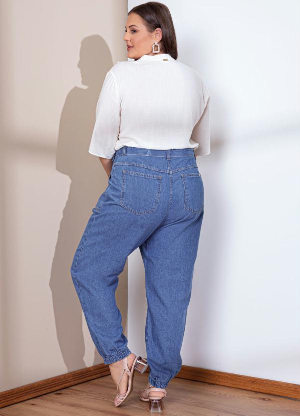 Quintess - Calça Jogger Jeans Médio com Bolsos e Cinto 10