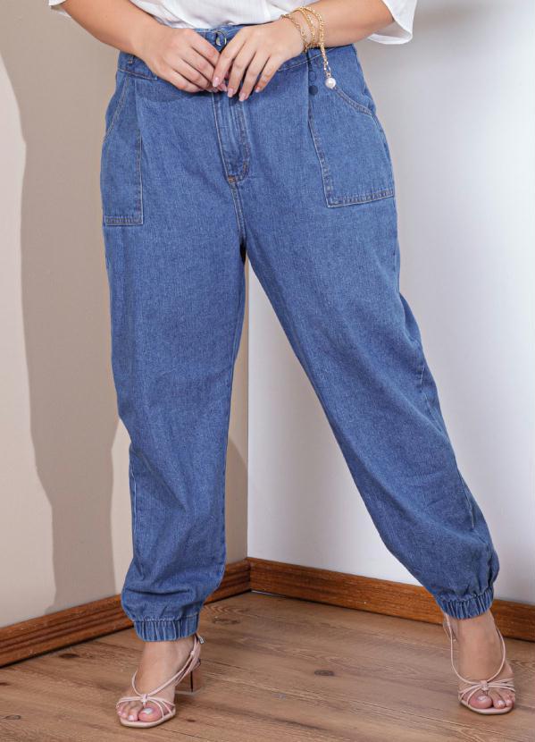 Quintess - Calça Jogger Jeans Médio com Bolsos e Cinto 7