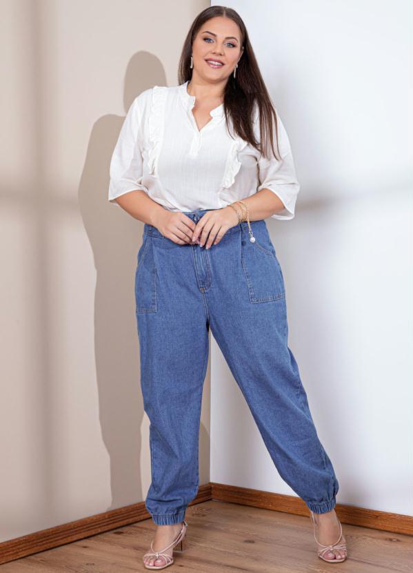 Quintess - Calça Jogger Jeans Médio com Bolsos e Cinto 9