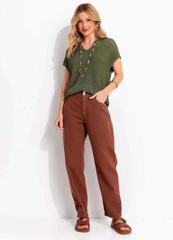 Quintess - Calça Marrom em Sarja 7