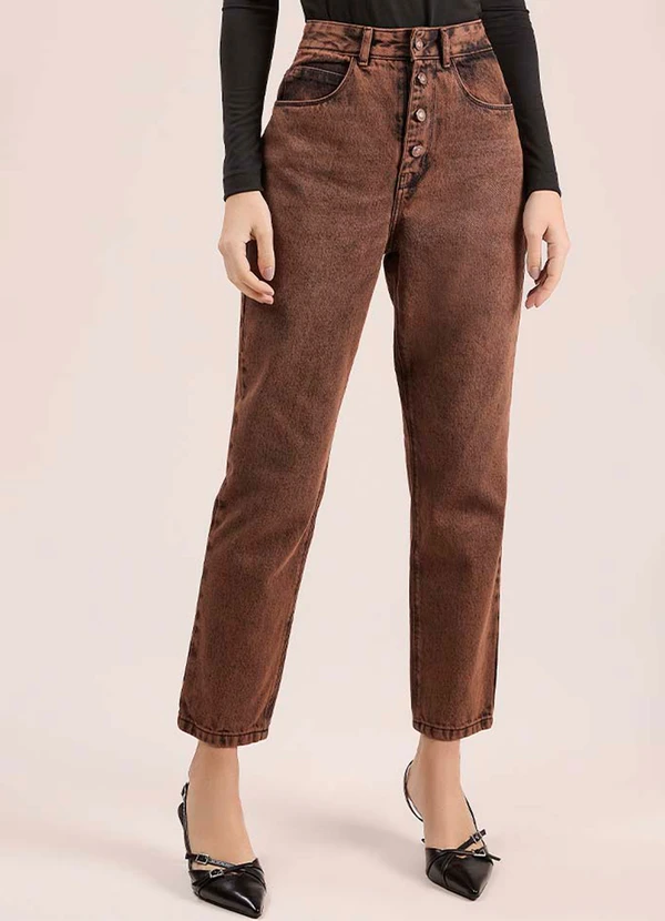 Angel - Calça Mom Denim Marrom