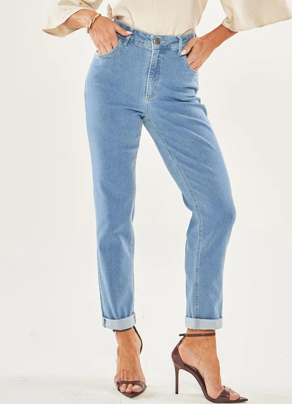 Doce Trama - Calça Mom Cintura Alta Azul