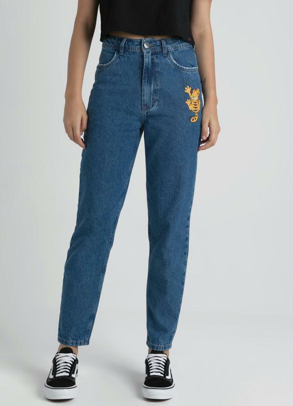 Enfim - Calça Mom Garfield Cintura Alta Azul