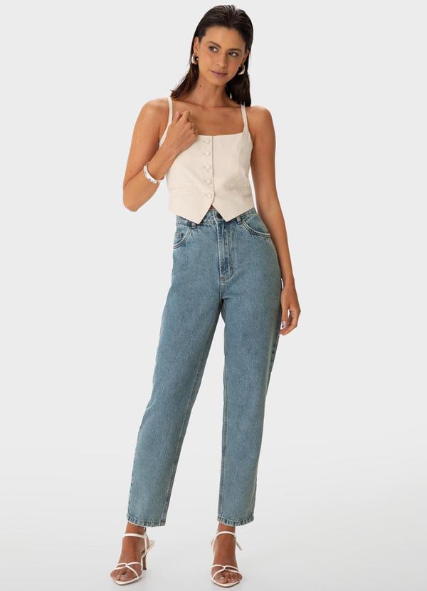 Enfim - Calça Mom Jeans Cintura Alta Azul Claro 2